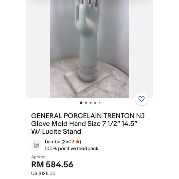 Vintage General Porcelain Latex Glove Mold, 16,” Industrial - Picture 11 of 11